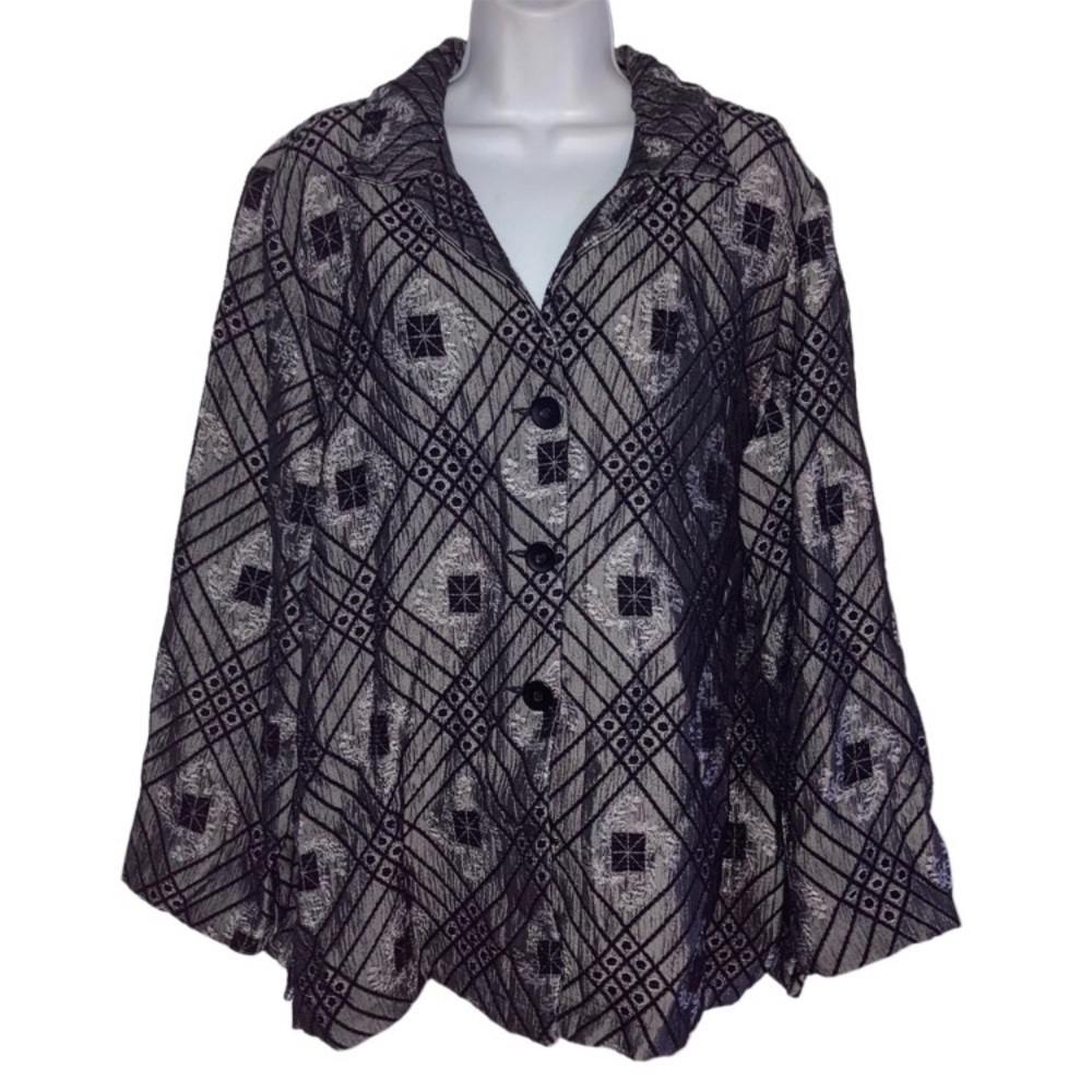2/$20 Sag Harbor Long Textured Unlined Jacket Black Gray 14